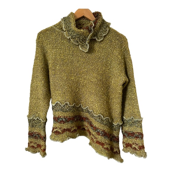 Mirasati Paris Green Multicolor Asymmetrical Sweater Size M - Picture 1 of 12